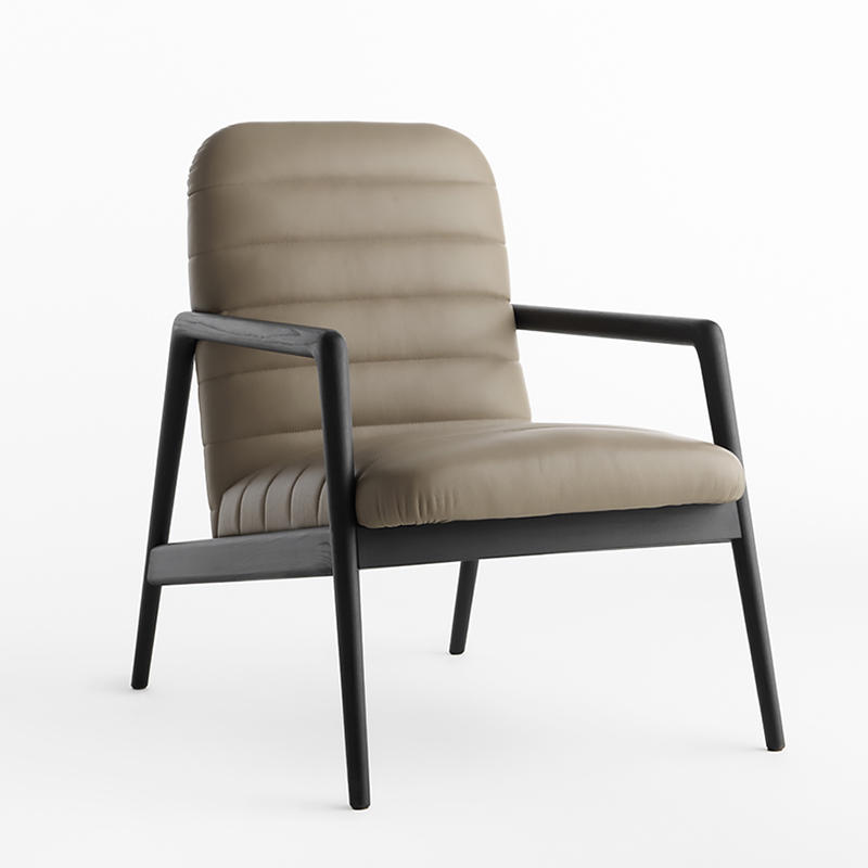 Итальянский минималистский дизайн деревянный лаундж стул одно диван кожаный рычаг кресла гостиная