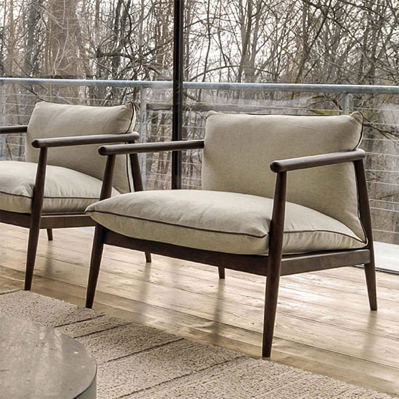 Nordic Modern Chaise минималистский дизайн ткани односпальный диван Accent стул для гостиной