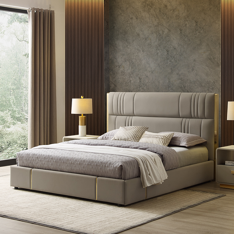 Итальянский отель современный кожаный кровать 1,8 м двойной роскошной кровать король мебель для спальни